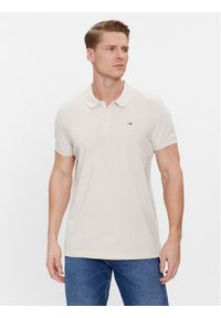 Tommy Jeans Polo DM0DM18312 Beżowy Slim Fit. Typ kołnierza: polo. Kolor: beżowy. Materiał: bawełna