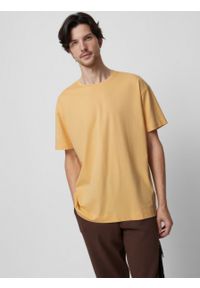 outhorn - T-shirt oversize z nadrukiem męski - żółty. Okazja: na co dzień. Kolor: żółty. Materiał: bawełna, jersey. Wzór: nadruk. Styl: casual #5