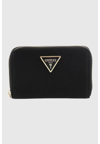 Guess - GUESS Czarny portfel damski Laurel. Kolor: czarny. Materiał: skóra ekologiczna