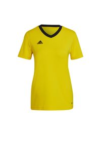 Koszulka piłkarska damska Adidas Entrada 22 Jersey. Kolor: czarny, wielokolorowy, żółty. Materiał: jersey. Sport: piłka nożna