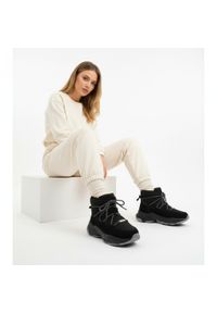 Big-Star - Czarne Śniegowce Big Star Modne Ocieplane Buty Damskie. Zapięcie: sznurówki. Kolor: czarny. Szerokość cholewki: normalna. Wzór: aplikacja. Materiał: materiał, futro, dzianina, skóra ekologiczna, syntetyk. Sezon: zima. Obcas: na obcasie. Styl: elegancki. Wysokość obcasa: niski #3