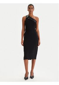 Karl Lagerfeld - KARL LAGERFELD Sukienka koktajlowa B1W13002 Czarny Slim Fit. Typ kołnierza: dekolt w karo. Kolor: czarny. Materiał: syntetyk. Styl: wizytowy #2