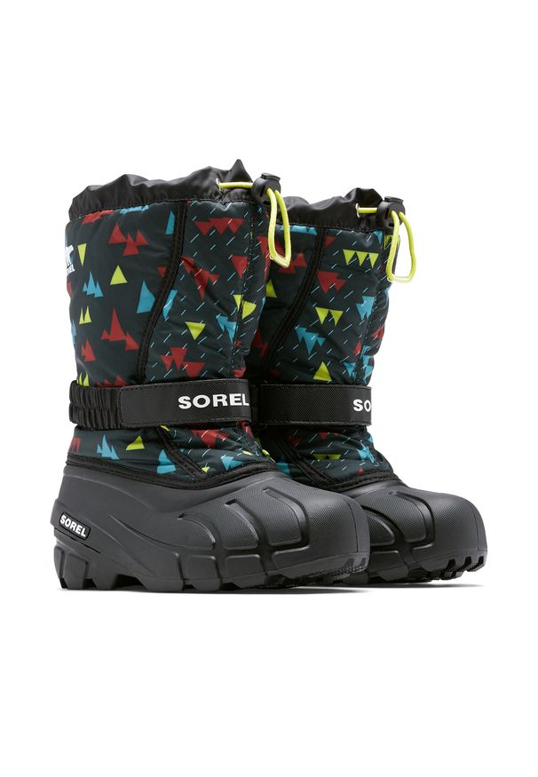 sorel - Buty trekkingowe dziecięce Sorel Flurry Print Boys. Kolor: czarny. Wzór: nadruk