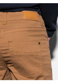 Ombre Clothing - Spodnie męskie P895 - camel - L. Okazja: do pracy, na co dzień. Materiał: bawełna, tkanina, elastan. Styl: casual, klasyczny #3