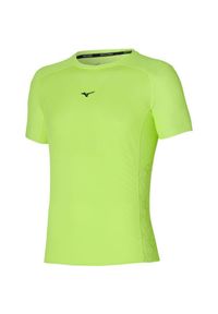 Koszulka do biegania męska Mizuno Aero Tee ultralekka, przewiewna. Kolor: żółty, wielokolorowy, zielony