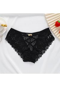 Intica - Majtki koronkowe ze strapsami eleganckie Herlaug. Kolor: czarny. Materiał: koronka. Wzór: koronka