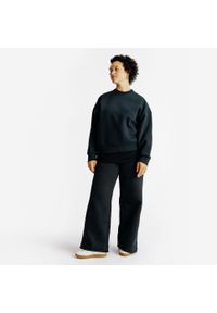 Decathlon - Spodnie dresowe damskie Elementals krój prosty. Kolor: czarny. Materiał: poliester, bawełna, materiał. Długość: długie #2