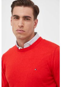 TOMMY HILFIGER - Tommy Hilfiger sweter z domieszką kaszmiru kolor czerwony lekki. Kolor: czerwony. Materiał: kaszmir. Styl: klasyczny #4