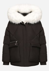 Born2be - Czarna Pikowana Kurtka z Kapturem i Grubym Futrzanym Obszyciem z Możliwością Odpięcia Izarida. Typ kołnierza: kaptur. Kolor: czarny. Materiał: futro. Długość rękawa: długi rękaw. Długość: długie. Styl: elegancki, klasyczny #5