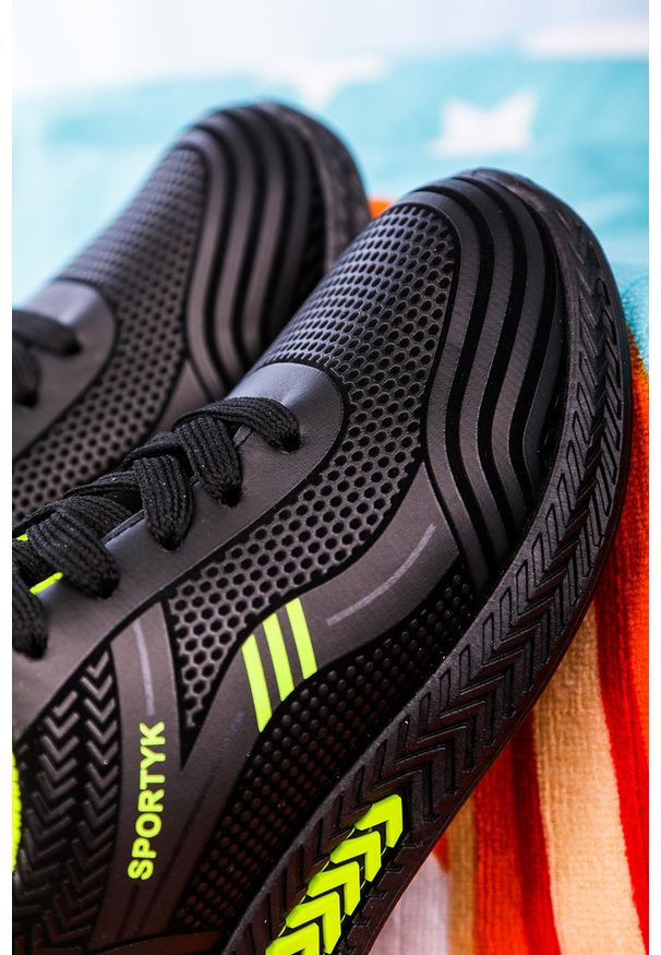 Casu - Czarne buty sportowe sznurowane casu 20y02/gr. Kolor: czarny, wielokolorowy, zielony