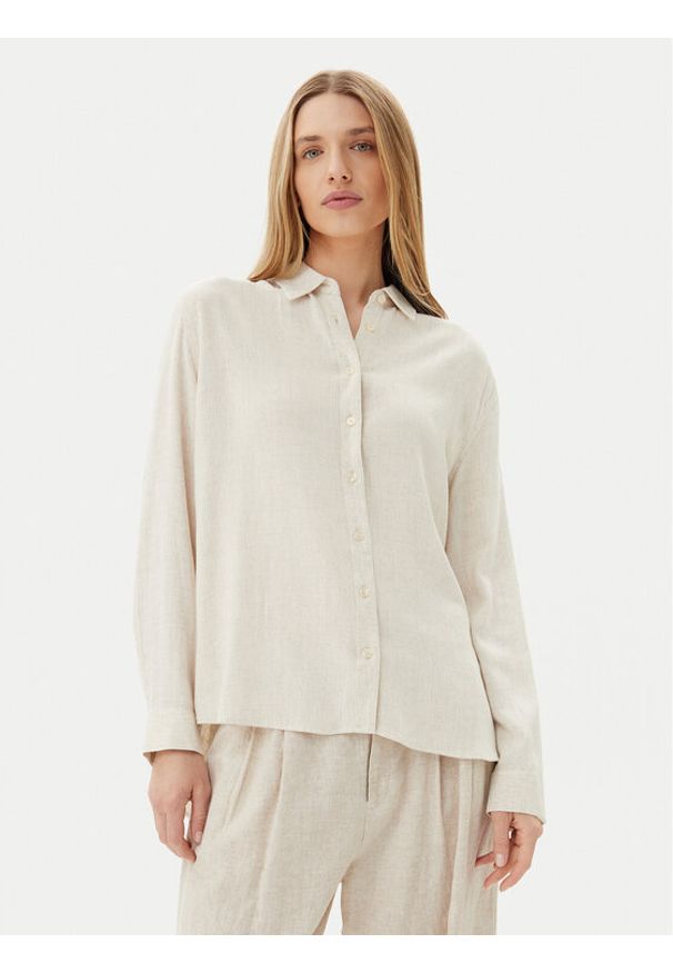 only - ONLY Koszula Siesta 15347208 Beżowy Oversize. Kolor: beżowy. Materiał: wiskoza