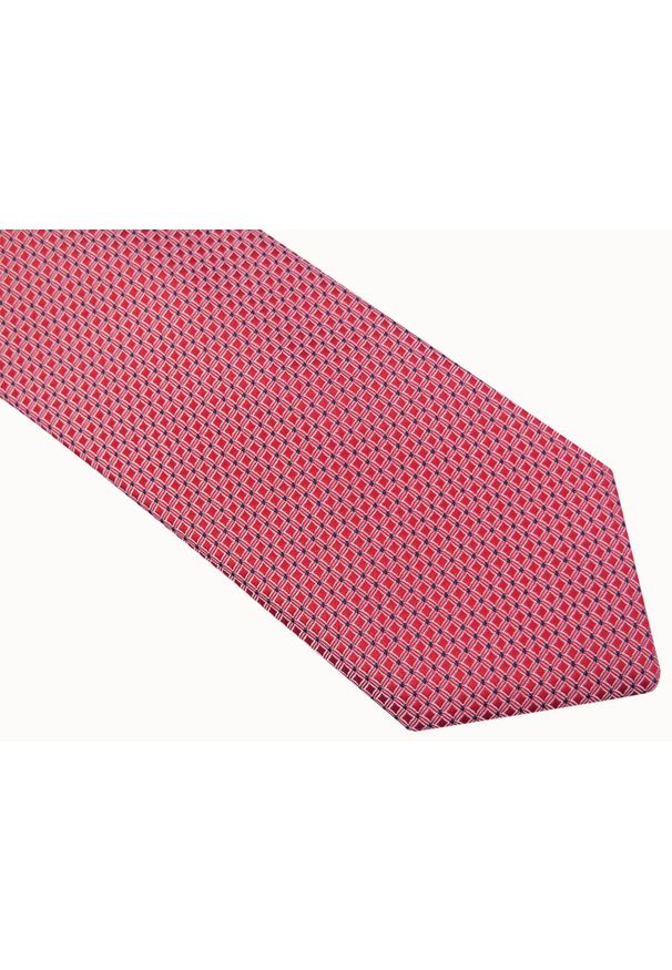 Modini - Czerwony krawat męski w drobne kwadraty D40. Kolor: czerwony. Materiał: mikrofibra, tkanina