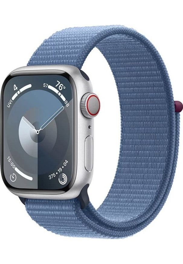 APPLE - Smartwatch Apple Apple Watch Series 9 GPS + Cellular 41mm Silver Aluminium Case with Winter Blue Sport Loop. Rodzaj zegarka: smartwatch. Styl: sportowy