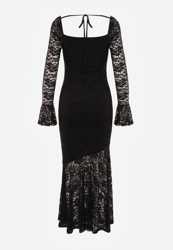 Renee - Czarna Elegancka Sukienka VICES z Koronki z Wiązaniem z Tyłu Drenvienne. Kolor: czarny. Materiał: koronka. Wzór: koronka. Typ sukienki: dopasowane, oversize. Styl: elegancki