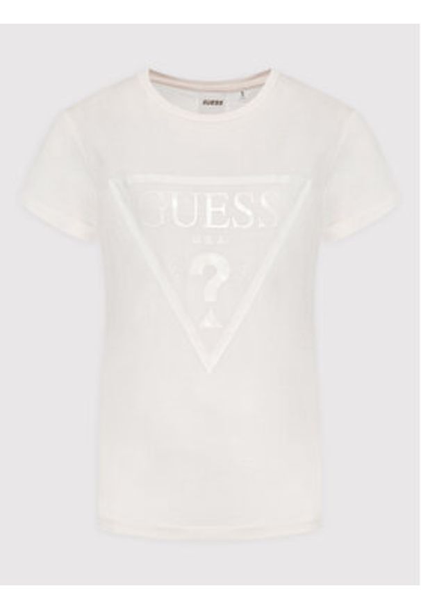 Guess T-Shirt V2YI07 K8HM0 Beżowy Regular Fit. Kolor: beżowy. Materiał: bawełna