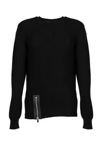 Les Hommes Sweter | LKK110 607L | Jumper With Zip | Mężczyzna | Czarny. Okazja: na co dzień. Kolor: czarny. Materiał: bawełna. Wzór: aplikacja. Styl: casual