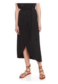 TOP SECRET - Bawełniana sukienka midi. Kolor: czarny. Materiał: bawełna. Długość rękawa: krótki rękaw. Typ sukienki: kopertowe. Długość: midi #3