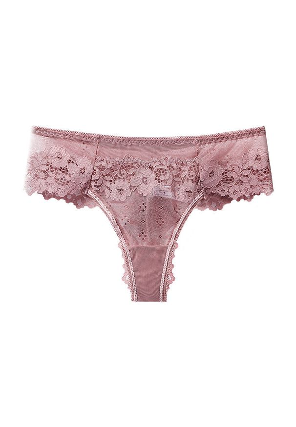 Intica - Stringi koronkowe ażurowe na specjalne okazje Cathe. Kolor: beżowy. Materiał: koronka. Wzór: ażurowy