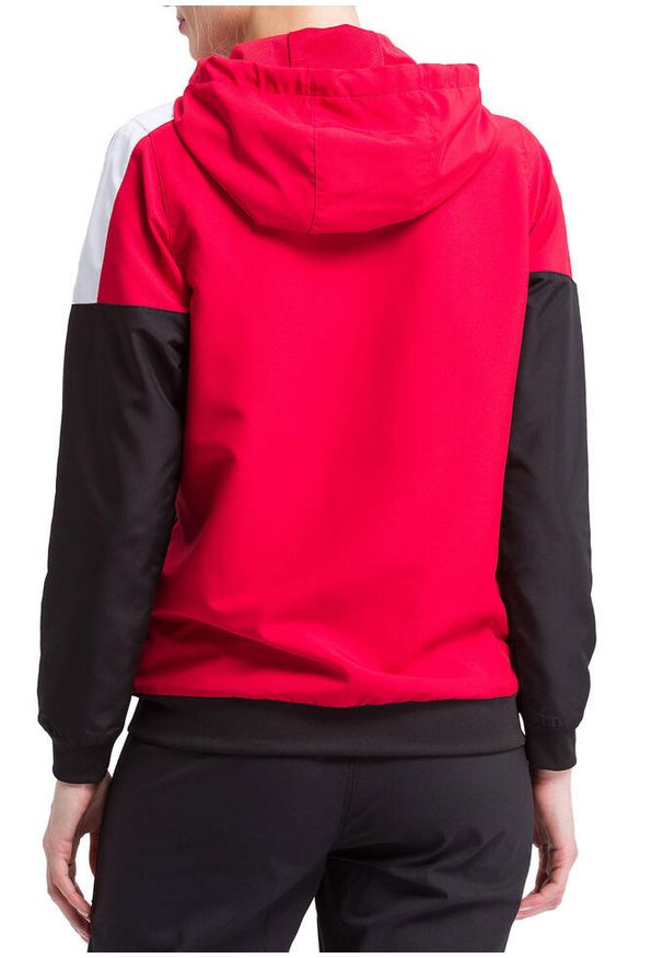 ERIMA - Damska kurtka z kapturem Erima Tracktop Squad. Typ kołnierza: kaptur. Kolor: czarny, czerwony, wielokolorowy. Sport: piłka ręczna