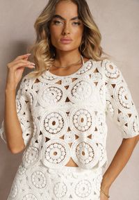 Renee - Biała Bawełniana Bluzka z Ażurowym Wzorem Dlinea. Okazja: na co dzień. Kolor: biały. Materiał: bawełna. Wzór: ażurowy. Styl: elegancki, casual #5