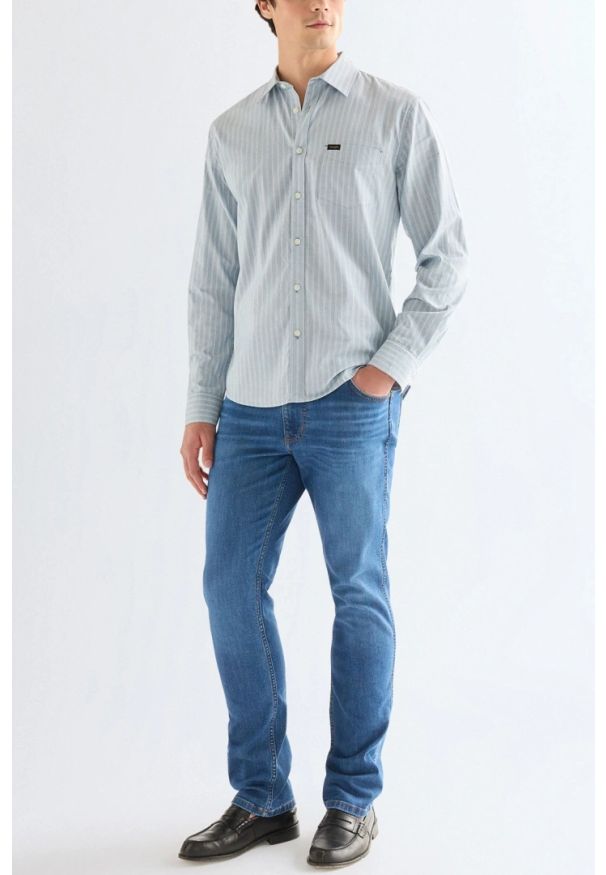 Wrangler - MĘSKA KOSZULA WRANGLER 1 PKT SHIRT BLUE STRIPE 112378486