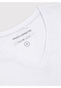 Pako Lorente - PAKO LORENTE – Biały gładki t-shirt v-neck. Kolor: czarny, biały, niebieski. Materiał: bawełna, elastan. Wzór: gładki #3
