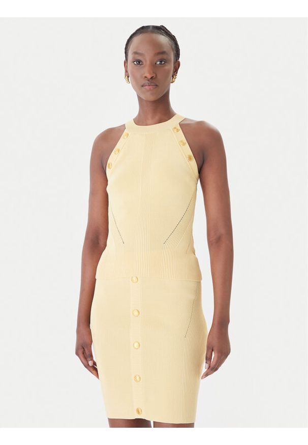 Guess Sweter G6GR10 Z0625 Żółty Regular Fit. Kolor: żółty. Materiał: wiskoza