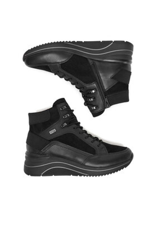 Remonte Trzewiki D0T79-00 Czarny. Kolor: czarny. Materiał: skóra, zamsz