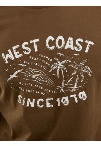 Big-Star - Koszulka męska z nadrukiem khaki Reddrez 303. Kolor: zielony. Materiał: materiał, dzianina, bawełna, jeans. Wzór: nadruk. Sezon: lato. Styl: klasyczny, wakacyjny #5