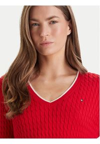 TOMMY HILFIGER - Tommy Hilfiger Sweter WW0WW44987 Czerwony Regular Fit. Kolor: czerwony. Materiał: bawełna #2