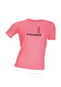 R-EVENGE - Damska koszulka z krótkim rękawem Fitness Running Cardio T-shirt Fuchsia. Kolor: różowy. Materiał: poliester. Długość rękawa: krótki rękaw. Długość: krótkie. Sport: bieganie, fitness