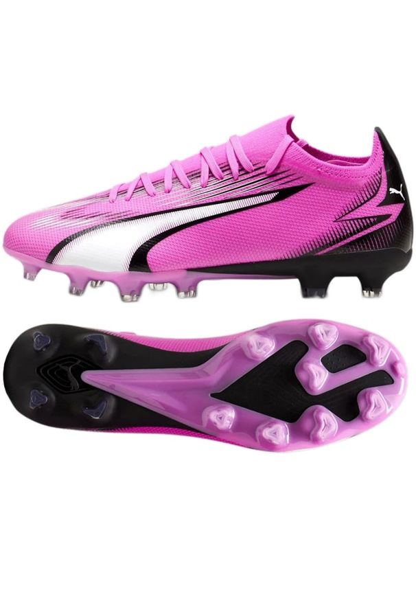 Buty Puma Ultra Match FG/MG M 107754 01 różowe. Kolor: różowy. Materiał: materiał, syntetyk. Szerokość cholewki: normalna. Sport: piłka nożna