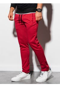 Ombre Clothing - Spodnie męskie dresowe P866 - czerwone - XXL. Kolor: czerwony. Materiał: dresówka. Styl: klasyczny #4
