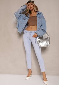 Renee - Jasnoniebieskie Jeansy o Kroju Skinny Low Waist Kolanilia. Okazja: na co dzień. Stan: obniżony. Kolor: niebieski. Styl: klasyczny, casual, elegancki #3