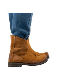 Olivier Buty męskie sztyblety skórzane 553KZ rude brązowe. Okazja: na co dzień. Zapięcie: zamek. Kolor: brązowy. Materiał: skóra. Styl: casual #5