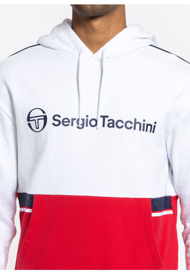 SERGIO TACCHINI - Bluza męska Sergio Tacchini Aloe Hoodie (39144-159). Okazja: na spotkanie biznesowe. Kolor: biały. Materiał: dresówka. Styl: młodzieżowy, biznesowy