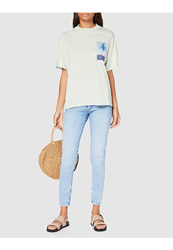 Lee - LEE OVERSIZED TEE DAMSKI T-SHIRT KOSZULKA BOYFRIEND FIT SUMMER GREEN L41SBYNK 112109155