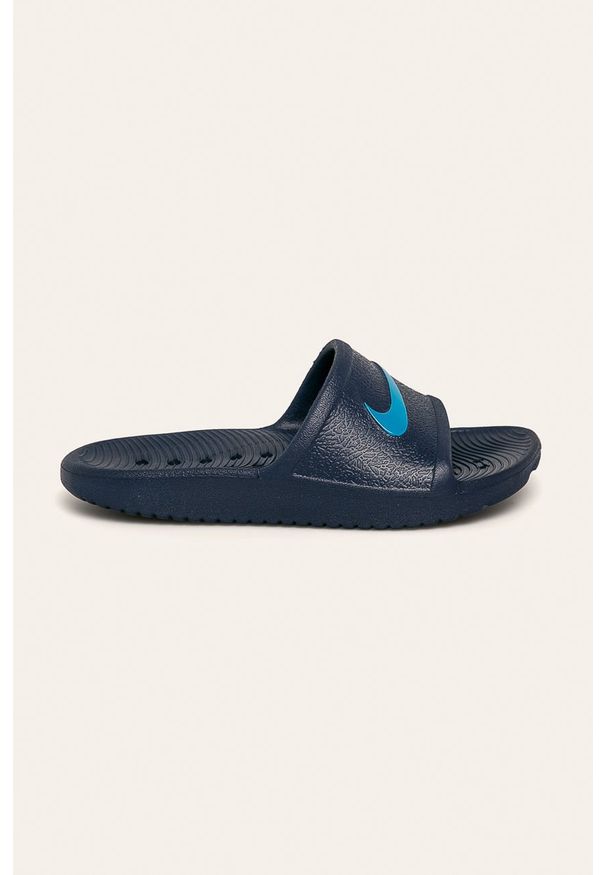 Nike Kids - Klapki dziecięce Kawa Shower. Nosek buta: okrągły. Kolor: niebieski. Materiał: syntetyk, materiał, guma. Obcas: na obcasie. Wysokość obcasa: niski
