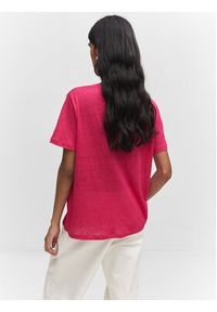 mango - Mango T-Shirt Linito 57010263 Różowy Regular Fit. Kolor: różowy. Materiał: len #4