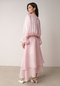 Born2be - Różowa Szyfonowa Sukienka Koktajlowa o Rozkloszowanym Kroju Thagune. Okazja: na randkę. Kolor: różowy. Materiał: szyfon. Styl: wizytowy #7