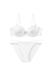 Intica - Komplet bielizny z eleganckim wzornictwem Luann. Kolor: biały. Materiał: materiał, skóra