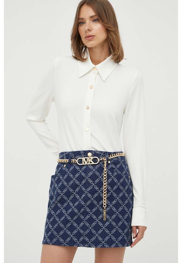 MICHAEL Michael Kors spódnica jeansowa kolor niebieski mini prosta. Kolor: niebieski. Materiał: jeans