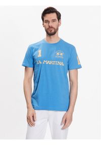 La Martina T-Shirt VMR309 JS206 Niebieski Regular Fit. Kolor: niebieski. Materiał: bawełna
