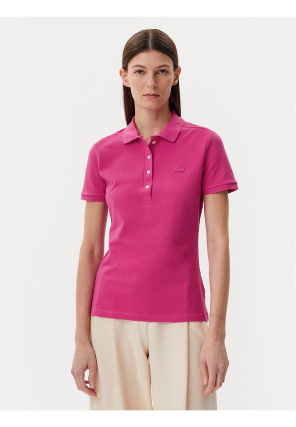 Lacoste Polo PF5462 Różowy Slim Fit. Typ kołnierza: polo. Kolor: różowy. Materiał: bawełna