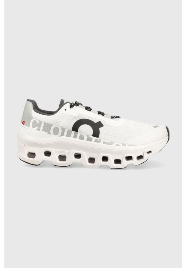 On Running - On-running buty do biegania Cloudmonster 6198285 kolor biały 6198285-285. Zapięcie: sznurówki. Kolor: biały. Materiał: materiał, tworzywo sztuczne, włókno, guma. Szerokość cholewki: normalna. Sport: bieganie