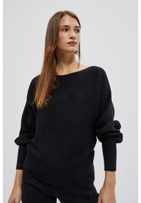 MOODO - Sweter typu nietoperz czarny. Kolor: czarny. Materiał: akryl, elastan, poliester