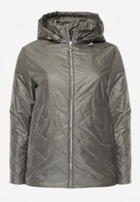 Born2be - Zielona Pikowana Kurtka Przejściowa o Prostym Kroju z Kapturem Vimoris. Okazja: na spacer, na co dzień. Typ kołnierza: kaptur. Kolekcja: plus size. Kolor: zielony. Materiał: poliester, jeans. Styl: casual, elegancki #1