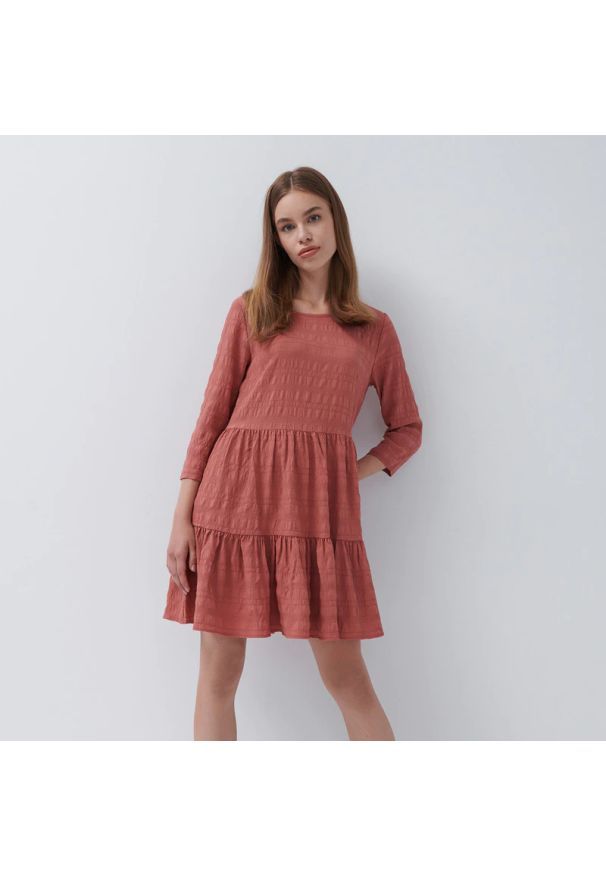 House - Marszczona sukienka mini - Fioletowy. Kolor: fioletowy. Długość: mini