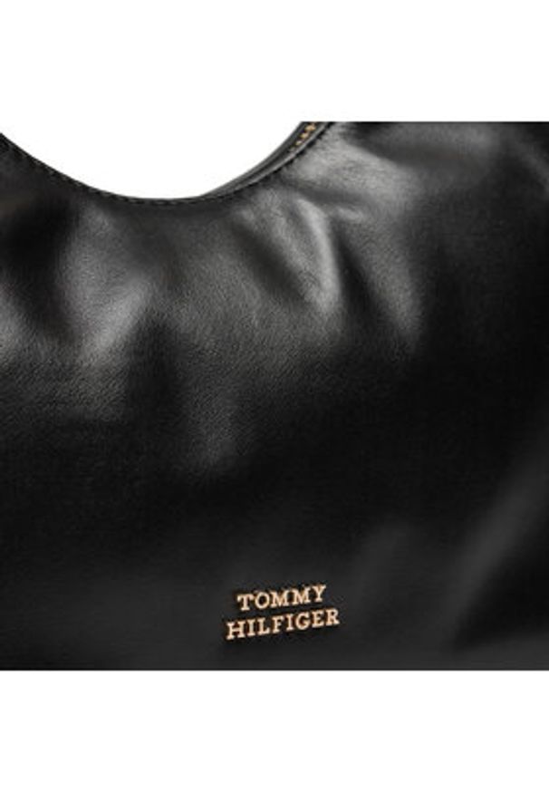 TOMMY HILFIGER - Tommy Hilfiger Torebka Soft Leather Shoulder Bag AW0AW16293 Czarny. Kolor: czarny. Materiał: skórzane