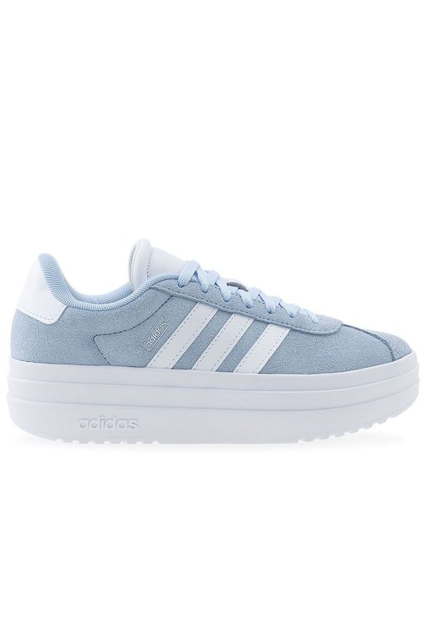 Adidas - Buty młodzieżowe adidas Sportswear VL Court Bold JI1018 - niebieskie. Kolor: niebieski. Materiał: zamsz, materiał, skóra, guma, syntetyk. Szerokość cholewki: normalna. Wzór: aplikacja. Obcas: na platformie